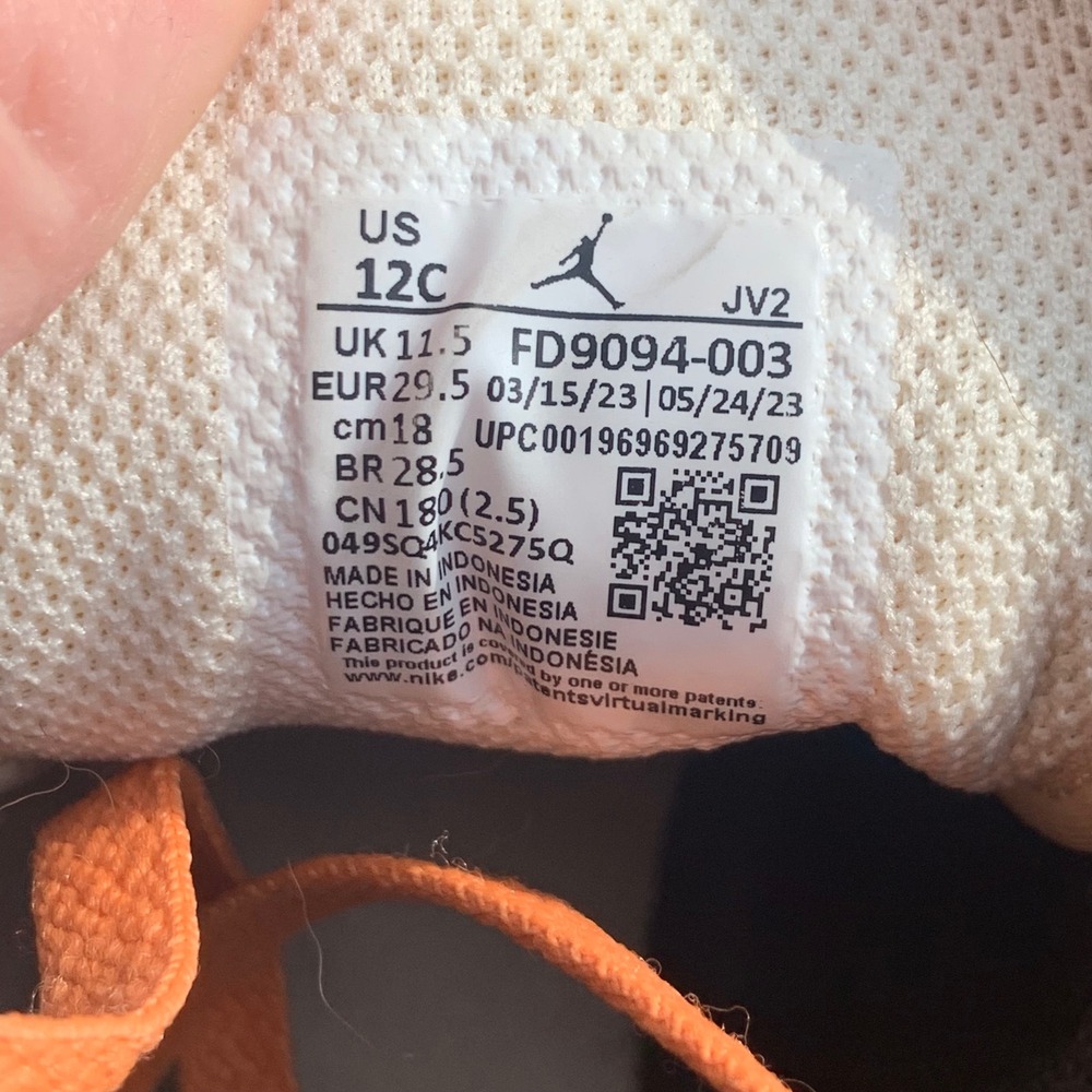 Nike Air Jordan 1 Mid SE Craft Little Kid 12C Anthracite Black Orange FD9094-003 - Picture 5 of 10